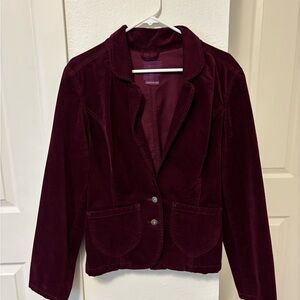 Gloria Vanderbilt Mulberry Velvet Blazer Classic Lapel Design